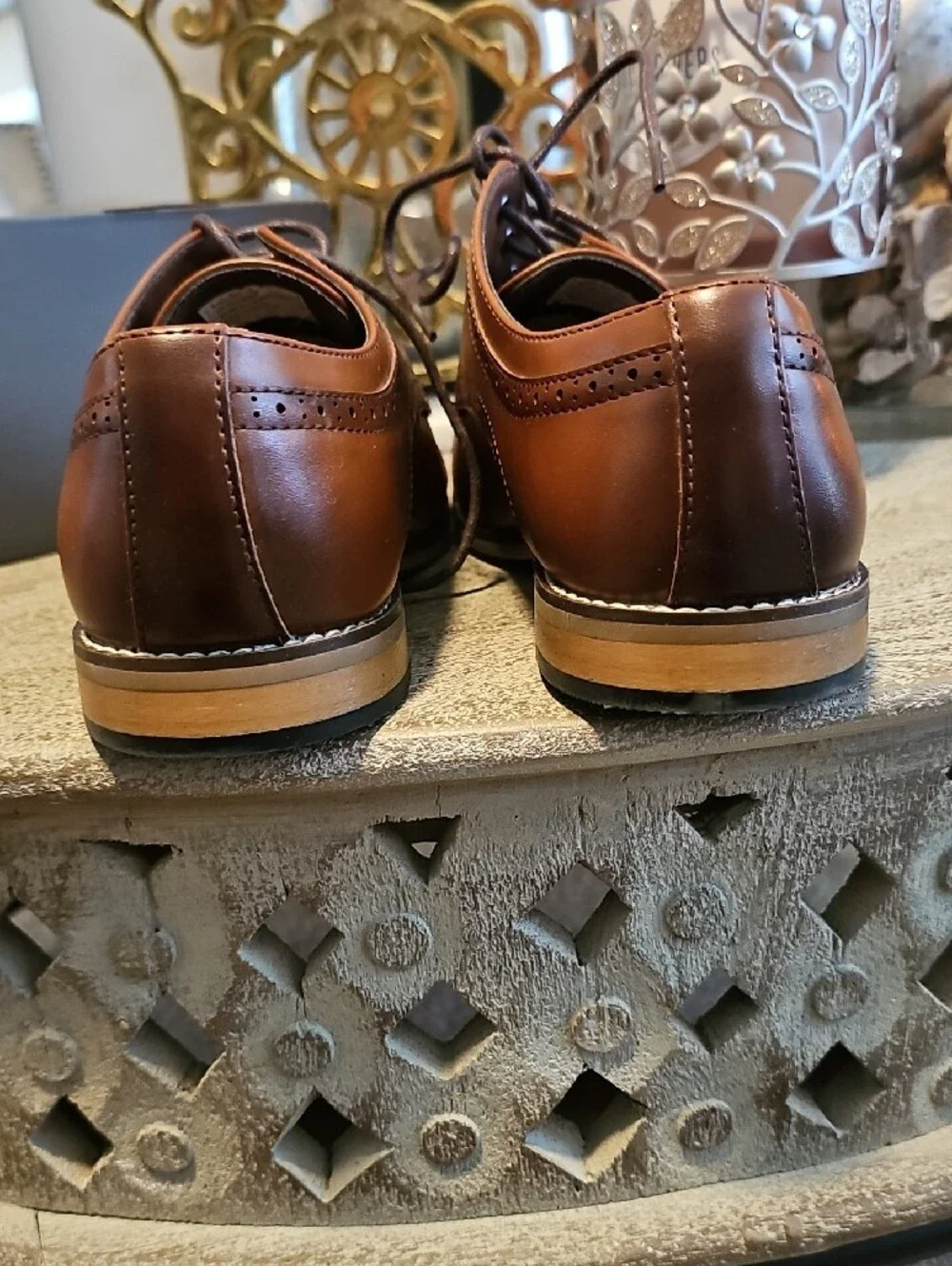 Stacy Adams Boys' Cognac Brogue Dress Shoes